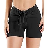 YEOREO Workout Biker Shorts for Women 4.2" No Front Seam Ericane Scrunch Butt Lifting V High Waist Drawstring Gym Yoga Shorts