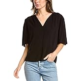 Velvet by Graham & Spencer Womens Avary V Neck Draped Blouse