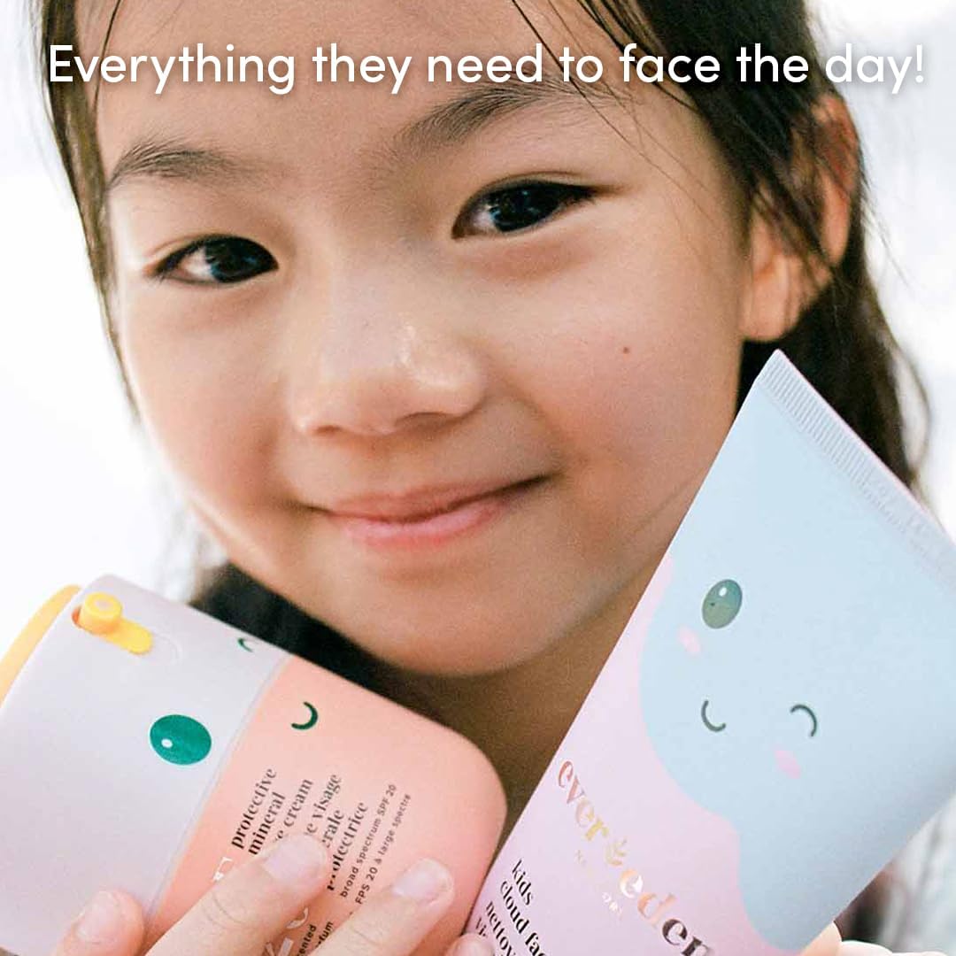 Happy Morning DUO Kids Spa Headband for Girls: Clean & Vegan Skin Care Bundle | Cloud Face Wash + SPF 20 Mineral Face Cream | Non-Toxic | Easy-to-Use Skincare