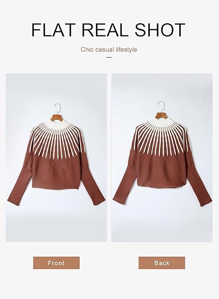 DOKOTOO WOMEN’S 2023 FALL LONG SLEEVE MOCK NECK STRIPED COLOR BLOCK COMFY LOOSE OVERSIZED KNITTED PULLOVER SWEATER ORANGE MEDIUM