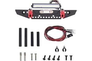 RCJTCQX Metal Front Bumper with LED Lights Upgrade Parts for 1/10 TRX-4 Axial SCX10 90046 90047 SCX10 II RC Crawler Car(Black)