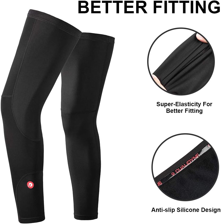 qualidyne Leg Sleeves, Calf Compression Sleeve Fleece Full Long Sleeves Cycling Bicycle MTB Riding Leg Warmers : Sports & Outdoors