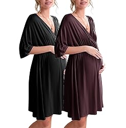 Ekouaer 3 in 1 Labor/Delivery/Hospital Gown 2 Pack