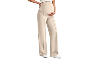 G4Free Maternity Dress Yoga Pants with Pockets Over The Belly Stretchy Work Slack Pregnancy Wide Leg Lounge Trousers