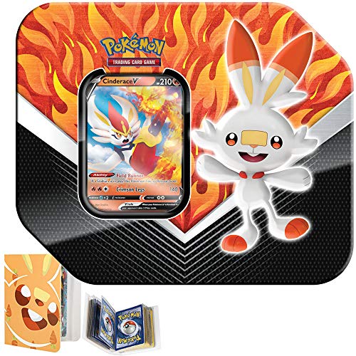 Totem World Sword & Shield Galar Partner Tin Cinderace V with a Totem Mini Album Binder Scorbunny - Perfect for Pokemon Cards - Thumbnail 3