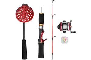 Ice Fishing Rod and Reel Combo Complete Kits, 56cm Ice Fishing Pole, 10 Ice Fishing Hook, Fish Spoon, Winter Ice Fishing Tack