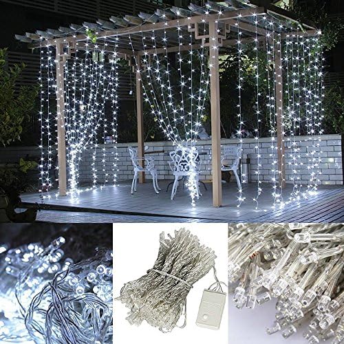 300 Led Window Curtain Icicle Lights Linkable Christmas Curtain String Fairy Wedding Led Lights for Weddings, Party, Home, Garden, Outdoor Wall, Window Decorations 3m3m (Cool White)