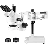 Trinocular Stereo Zoom Microscope，3.5X-90X Magnification. | With WF10X Eyepieces,56S LED Ring Light，0.7X-4.5X Zoom Objective and 0.5X &amp; 2.0X Auxiliary Lens, Double-Arm Boom Stand.