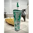 Starbucks Winter 2022 Green Teal FOX Venti Cold Cup Tumbler 24oz with FOX Topper, Green/Teal/White
