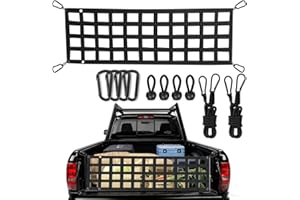 60"X 12" Cargo Net for Truck Bed Truck Bed Divider Accessories with 2 Adjustable Rope for Heavy Duty Pickup Cargo (Black, 60"