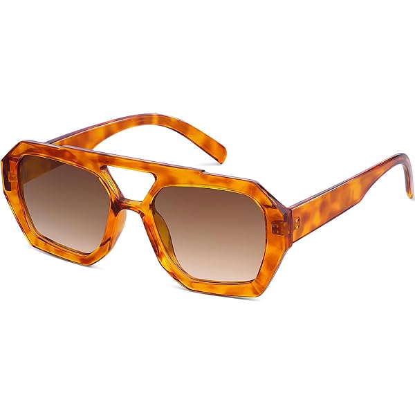 BAODAREN Trendy Aviator Sunglasses for Women Men Hexagonal  display picture 2