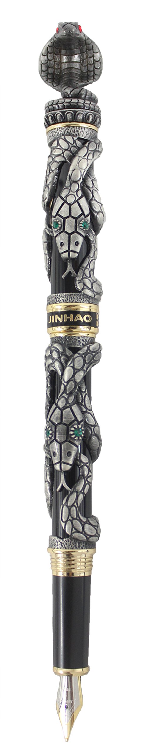 Sipliv Fountain Pen 3D Snake Heavy Metal Pen - Antique Silver