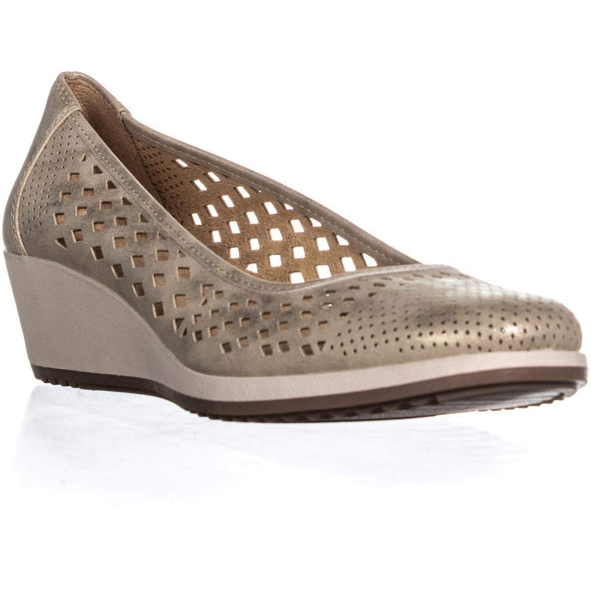 Naturalizer Womens Brina Square Toe Wedge Pumps, Gold, Size 9.5