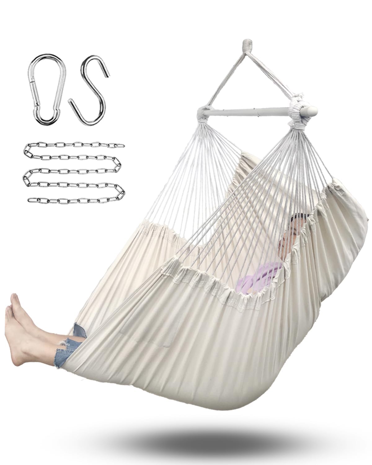 Photo 1 of ADVOKAIR Hammock Chair Hanging Chair Rope Swing XXL - Max 500lbs, 70in Large Hammock Swing Chair -Portable Steel Spreader Bar with Anti-Slip Rings-Roomy & Strong
