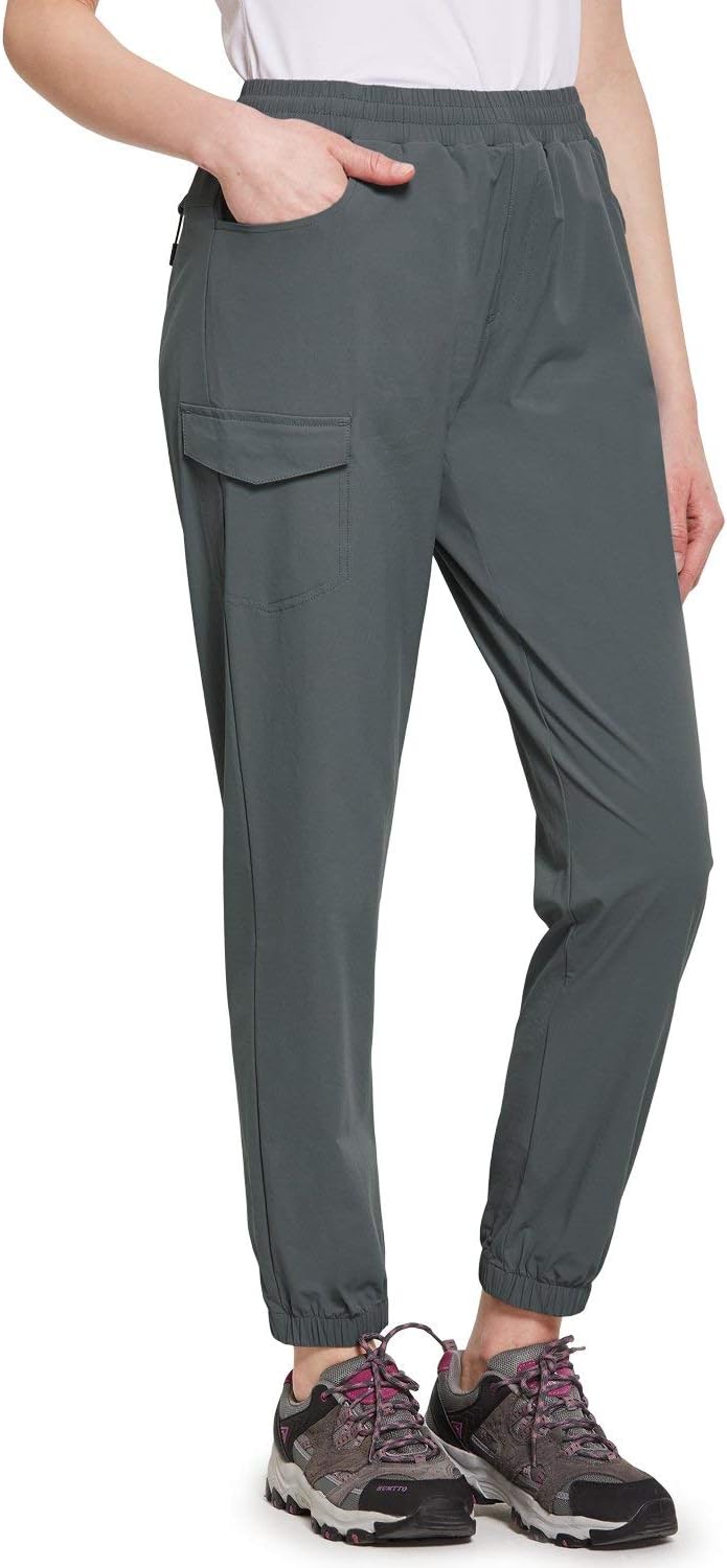 BALEAF Women's Hiking Pants Quick Dry Drawstring Joggers with Pockets Lightweight Running UPF Ankle Capri : Clothing