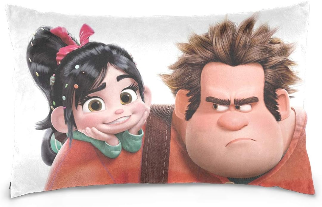 jindufabaihuodian Wreck-It Ralph Cotton Velvet Soft Decorative Square Pillowcase Cushion Cushion Pillowcase, Home Decoration Sofa Sofa Bed Chair 20 x 30 inches
