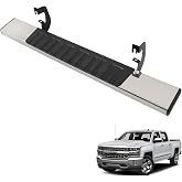 ANTUKO 6 Inches Chrome Black Running Boards Bars Side Steps Plastic and Steel Replacement for 2007-2018 Silverado Sierra 1500 2500HD 3500HD Regular Cab