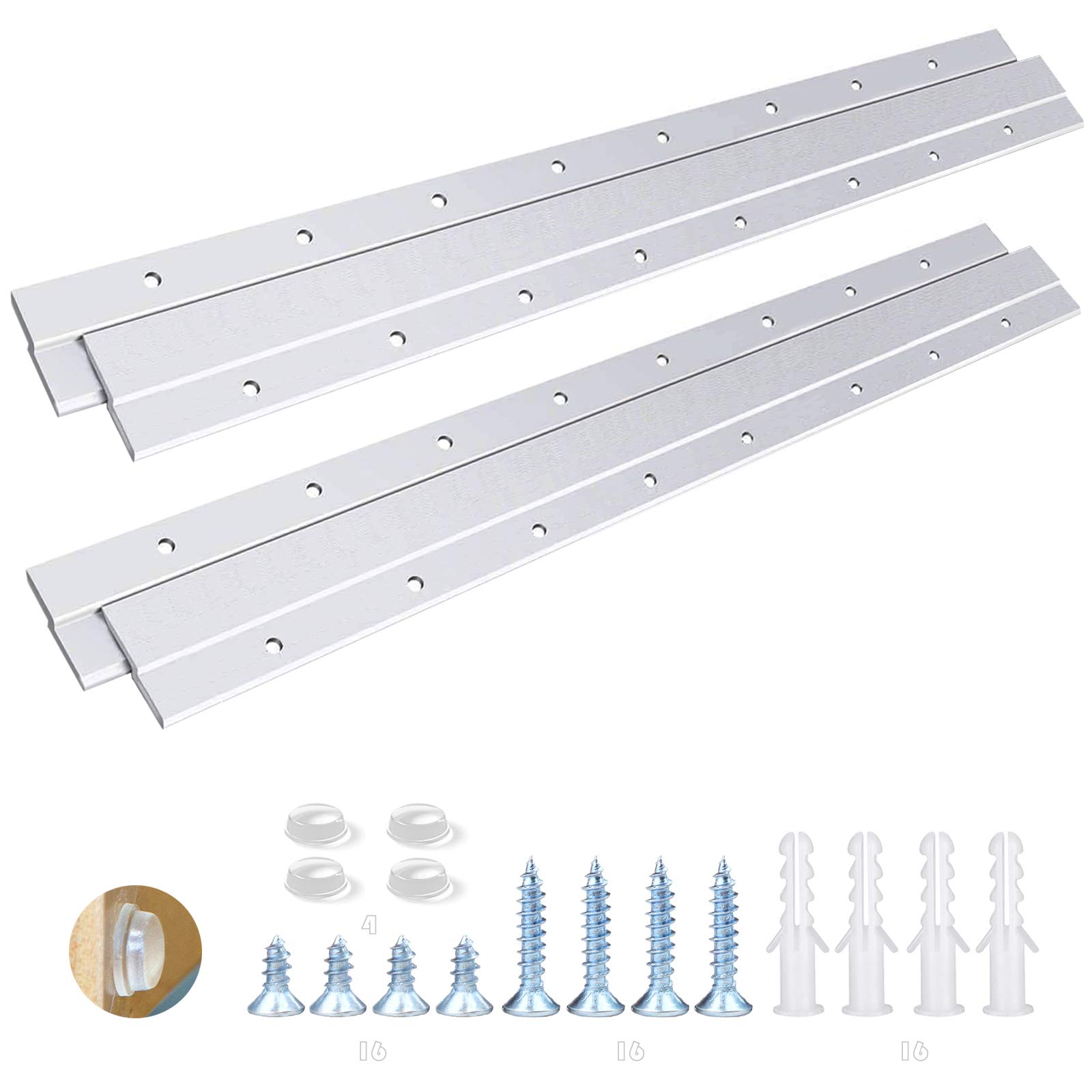French Cleat Picture Hanger 18 Inches - 2 Pairs - Aluminum Z Hanger Supports 90lbs - Interlocking Wall Mounting Bracket Hardware Kit for Hanging Mirrors, Picture, Shelf, Whiteboard, Art, Frames — image 1