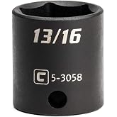 Capri Tools Shallow Impact Socket, 3/8-Inch Drive, 6-Point, SAE (13/16-Inch)