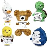 Positive Crochet Animals, Emotional Support Crochet Animals with Positive Messages, Mini Positive Turtle Emotional Duck Shark Bee Encouragement Gifts for Women Men Friends Employees Coworker Adult