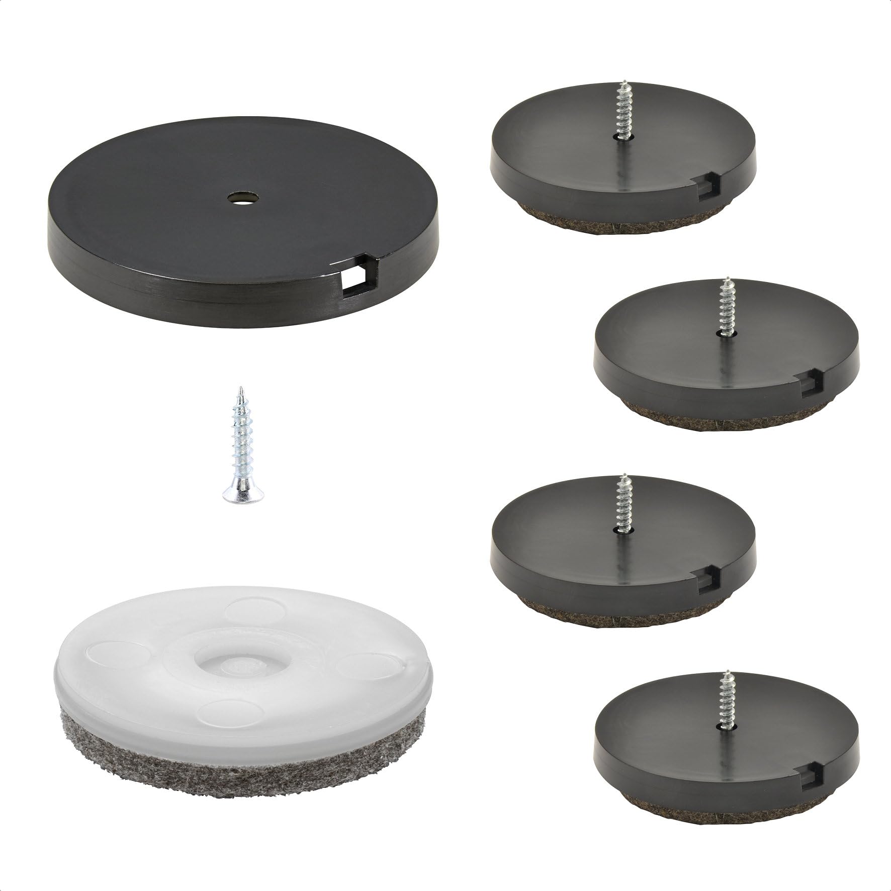 WAGNER QuickClick® Felt glides furniture glides chair glides I 4pcs. set to screw on I 4x base+screw+interchangeable glide insert - wool felt ULTRASOFT - diameter Ø 50 mm - Made in Germany - 15808800