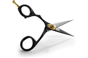 BRV MEN LEFT HANDED Razor Sharp Mustache & Beard Scissors - 5.5" - 100% High Carbon Stainless Steel - Facial Hair Trimming Shears (LEFT HANDED - Black)