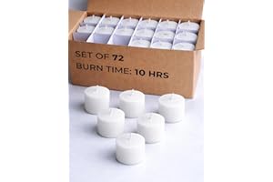 CANDWAX Unscented White Votive Candles Set of 72 - Clean-Burning, Long-Lasting 15 Hour Burn - Ideal for Weddings, Home Décor,