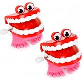 The Dreidel Company 2-Pack Wind Up Teeth Chomping &amp; Chattering Teeth with Googly Eyes Toys for Kids Birthday Party Favors, Novelty and Gag Gifts, 1.75" Inches (2-Pack)