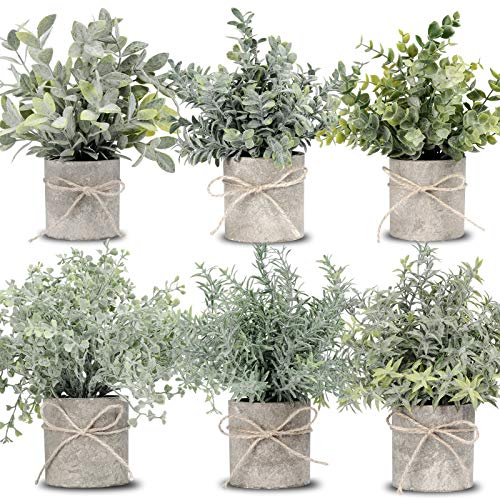 JC nateva Small Fake Plants Mini Potted Artificial Plants Indoor for Home Office Farmhouse Kitchen Bathroom Table Decor