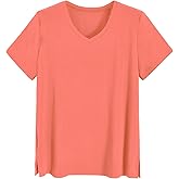 Latuza Women's Viscose Sleep T-Shirt V-Neck Pajamas Top