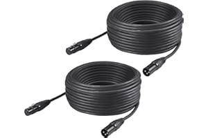 Rualin 50ft DMX Cables, 2PCS DMX Signal Cable 3-Pin XLR Male to Female Stage Lighting Cables Wires with Metal Connectors, Best Connection for DMX512 Stage & DJ Lighting fixtures