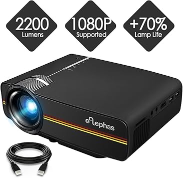 Elephas - Mini proyector LED (1080P HD, 2200 lúmenes, para HDMI ...