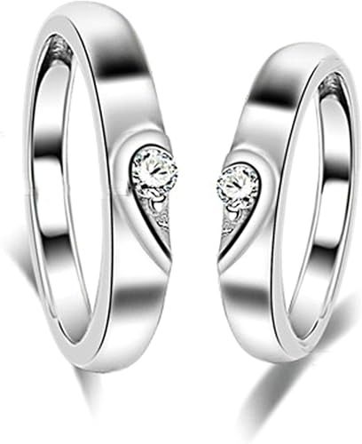 Amazon Aooaz カップルリング ペアリング 結婚指輪 18k ホワイト ゴールド パズル ハート ダイヤモンド 婚約 結婚指輪 シルバー 誕生日プレゼント おしゃれ ジュエリー 通販