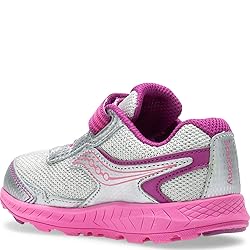 Saucony Ride 10 Jr Running Shoe, Silver/Pink, 4 US