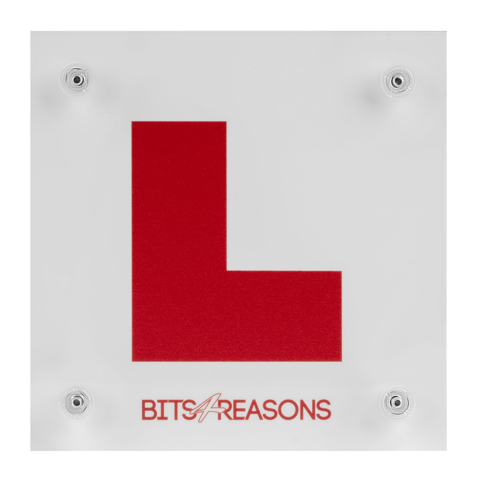 BITS4REASONS Single L Plate Professional Grade, Suction Cup Plate. Suitable For all Surfaces including Metal, Glass and Plastic. Commercial Grade Suction Pads. Flexible Learner Plate