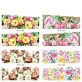 KADS Beauty Rose Series Nail Art Decoration Sticker Decal DIY Water Transfer- 1 Pack 4 design