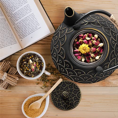 VUDECO Japanese Teapot Cast Iron Tea Kettle with Infuser Japanese Tea