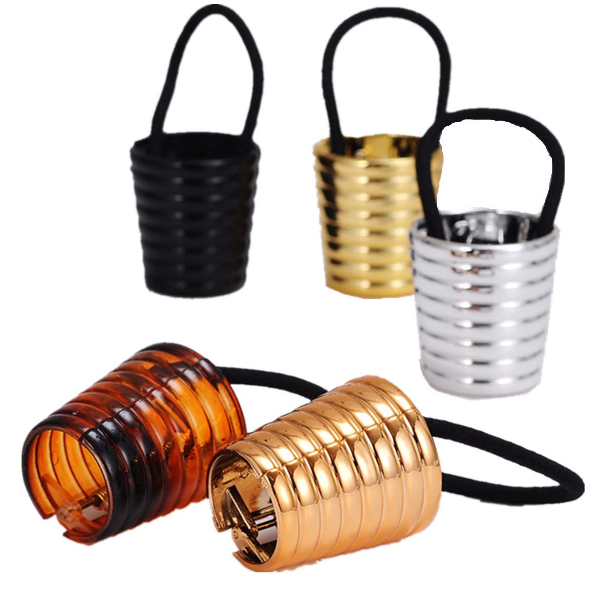 Fliyeong Vintage 5pcs Plastic Elastic Ponytail Holder Hair Tie Hair Rope Hair Bands Hair