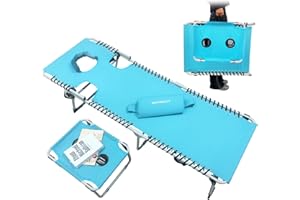 WKFAMOUT Sun Tanning Chair with Face Hole 5-Position Folding Lounge Chair Outdoor with Portable Beach Table for Poolside Sunbathing Camping Lawn Backyard