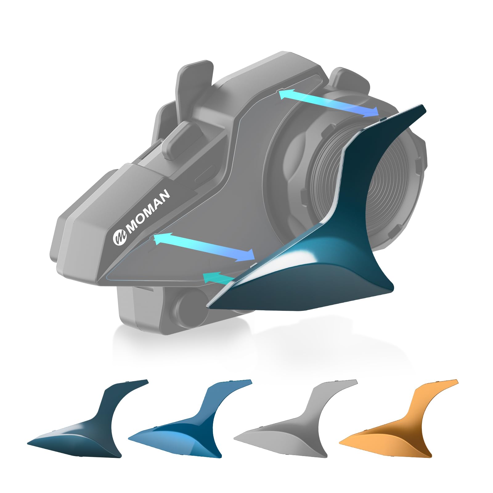 Moman G5 Interchangeable Shells for Moman H2E Intercom, Customizable Pattern Shells Kit (Dark Green×2，Dark Blue×1，Gold×1，Silver×1)