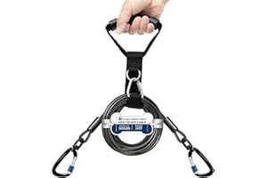 Duckygoo Heavy Duty Dog Tie Out Cable-Dog Leads for Yard & Camping, Rust Proof Dog Leash Cable with Carrying Handle, No Tangle Tether for Medium to Large Dogs Up to 500lbs,20ft,Black