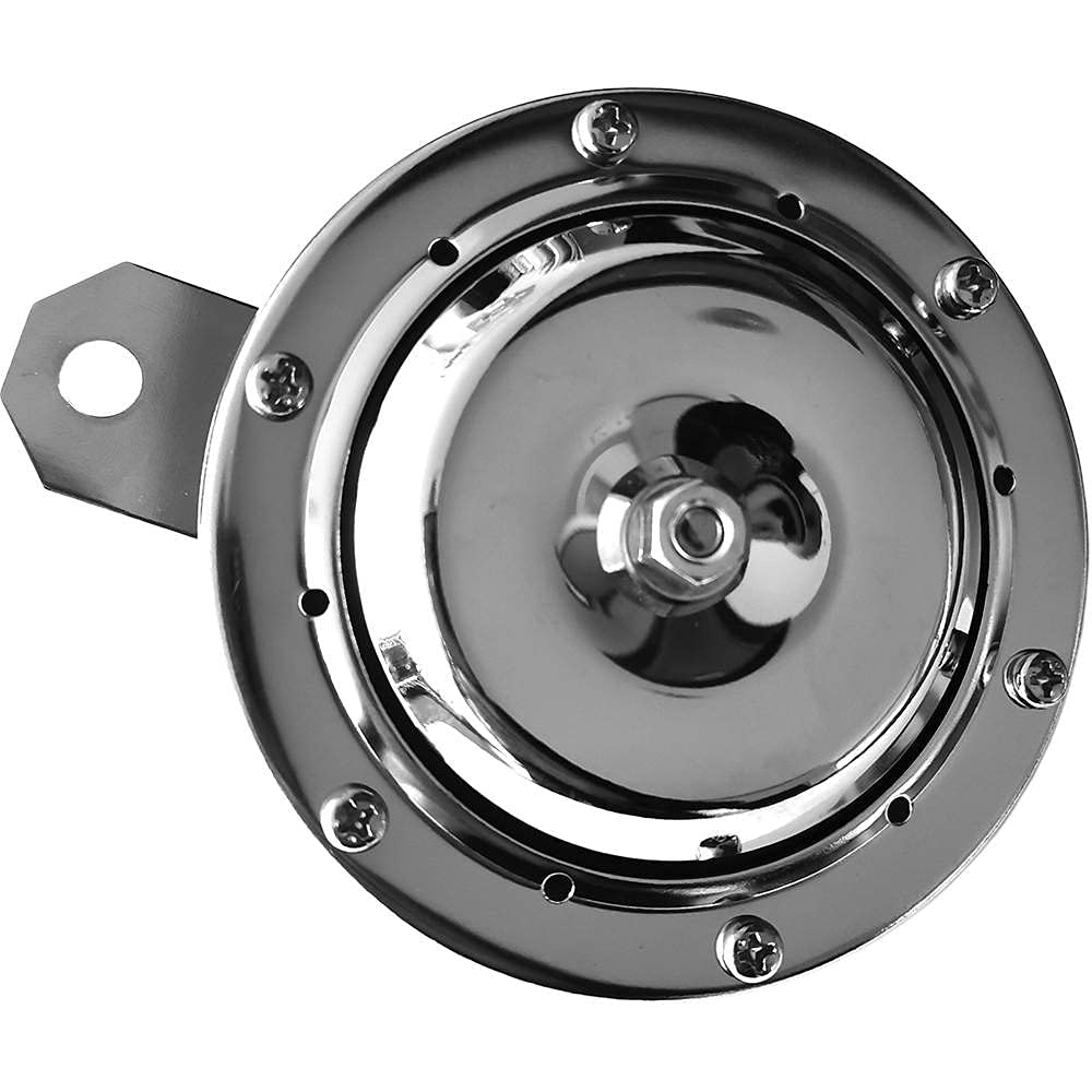 MOTORCYCLE CHROME 12V HORN - Universal 100mm Diameter 110db