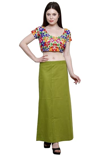 Pistaa Women's Cotton Mehendi Green Colour Pure Cotton Inskirt Saree petticoats