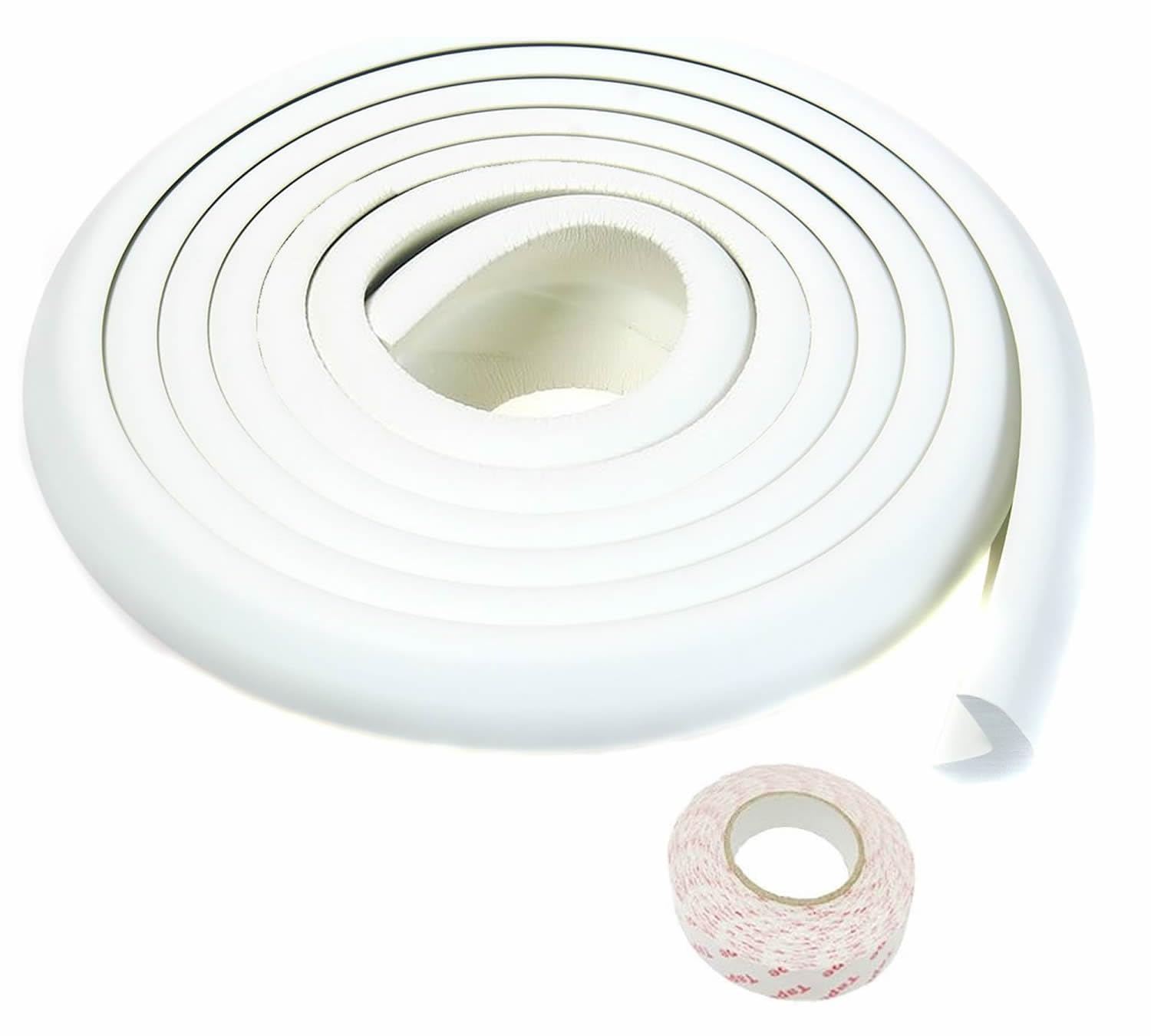 TUKA 8.2ft / 2.5M Edge Guard Extra Thick, L-shaped Premium Foam Edge Protection Childproofing, Child Senior Baby Safety | Anti Collision Strip Protector for Table Furniture Edge, TKD7000 Off White