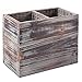 MyGift Torched Wood Kitchen Utensil Holder Organizer, Countertop Flatware Silverware Cooking Utensil Crock Storage Caddy with 2 Compartments
