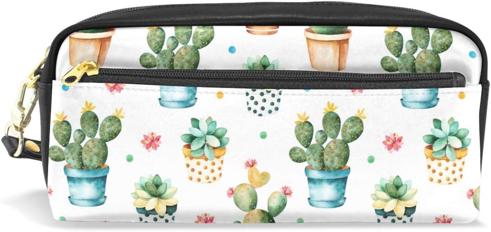 ISAOA Large Capacity Pencil Case with Zipper Stationery Supplies Colorful Cactus Pattern Pencil Pouch Bag for Girls and Boys