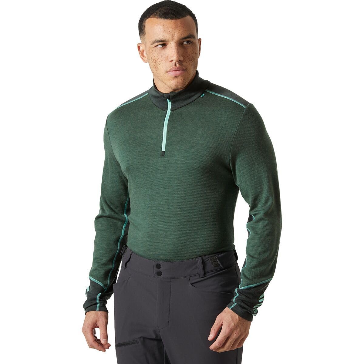 Helly Hansen Mens LIFA Merino Midweight 1/2 Zip, Green, XX-Large Image