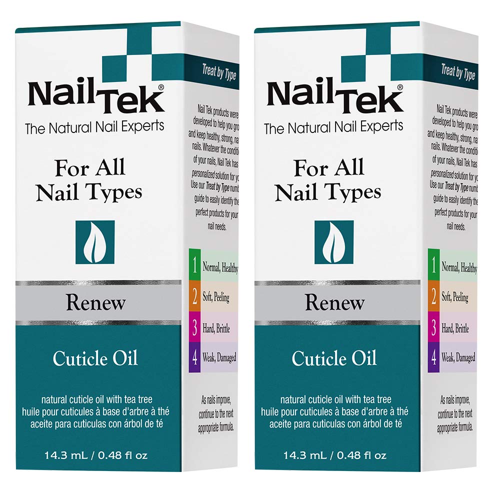 Nail Tek Renew, Natural Cuticle Oil with Tea Tree for All Nail Types, 0.48 oz, 2-Pack : Beauty