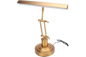 Classic Piano Light Lamp, 12W Adjustable Leaning Piano Lamp Desk Light, 3000K to 6000K Stepless 3 Gear Dimming Dual Arm Desig
