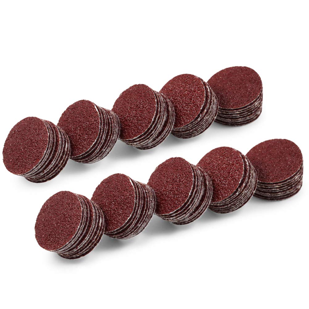 SPEEDWOX 100pcs Sanding Discs 1 Inches Sandpaper 60 Grit Hook and Loop Sanding Discs for Drill Grinder Rotary Tools No Hole